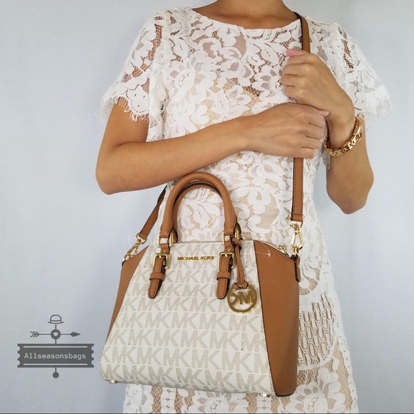 Michael Kors Medium Ciara Satchel Acorn Vanilla - Picture 3 of 8